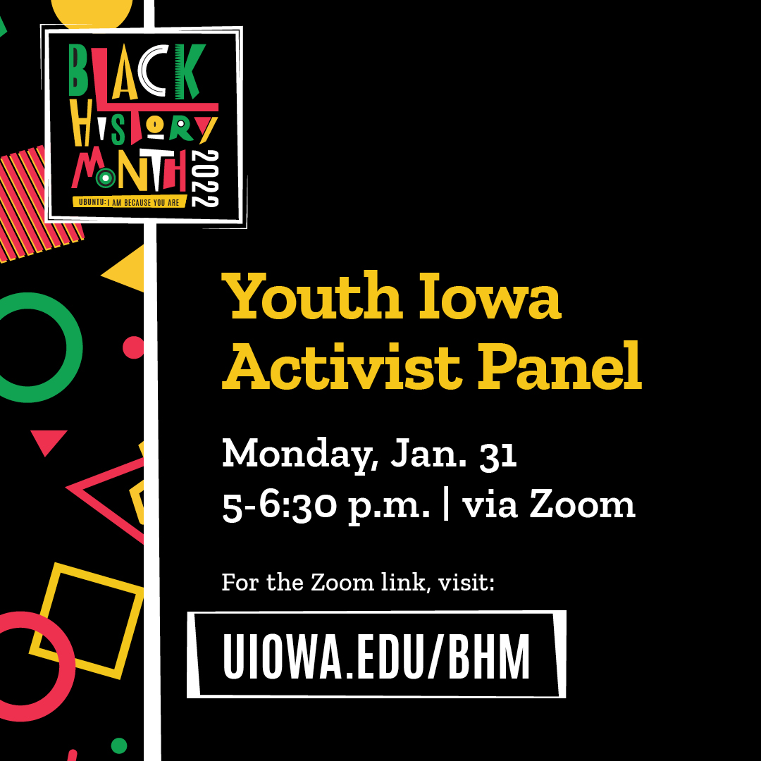 Youth Activist Panel flyer, continue reading for text
