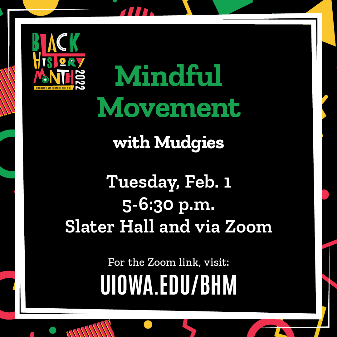 Mindful Movement with Mudgies flyer, continue reading for text version