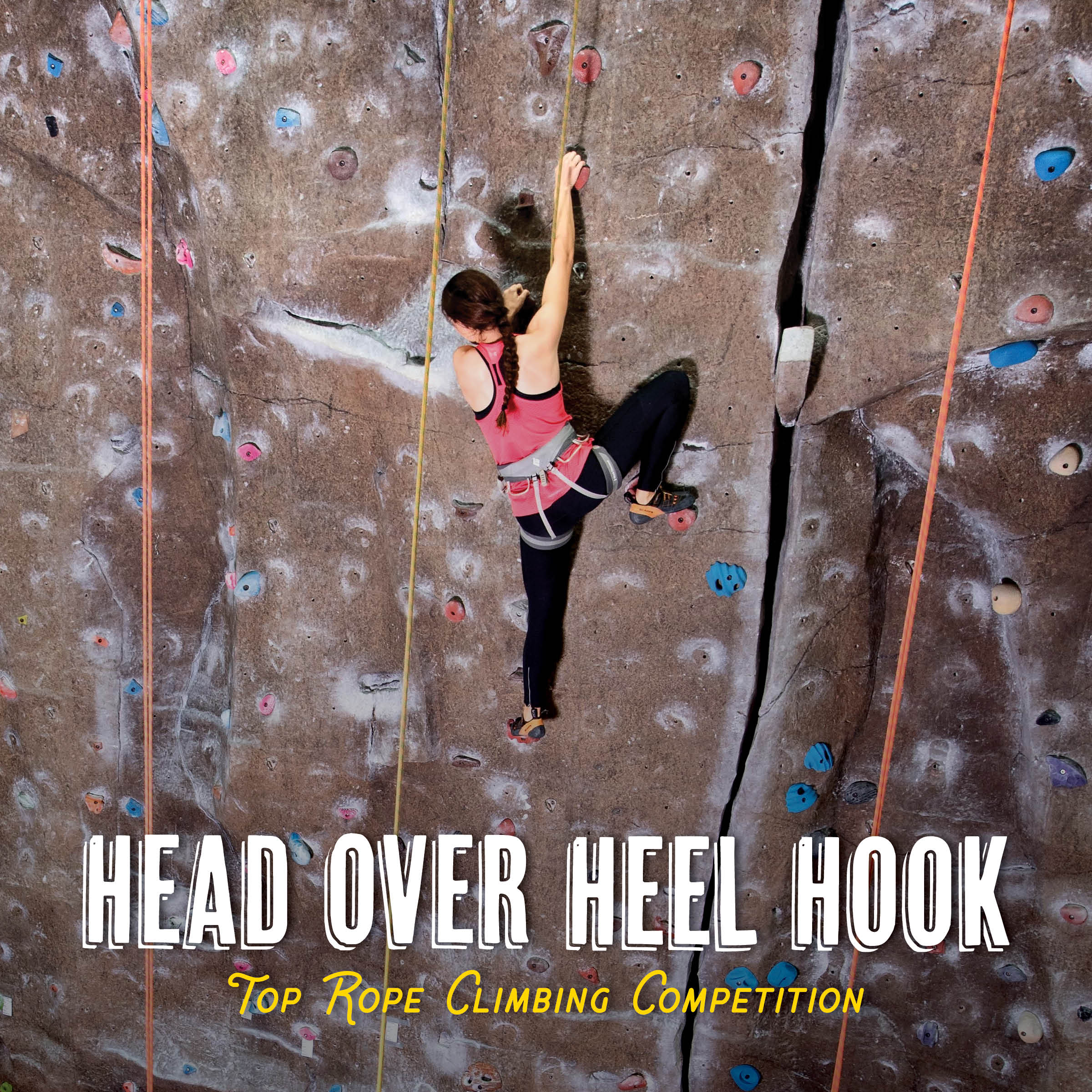 head over heel hook competition with a woman climbing
