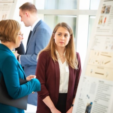 A student presenting her work