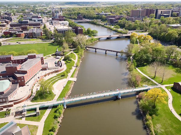 IMU Bridge and Iowa River Drone May 2021