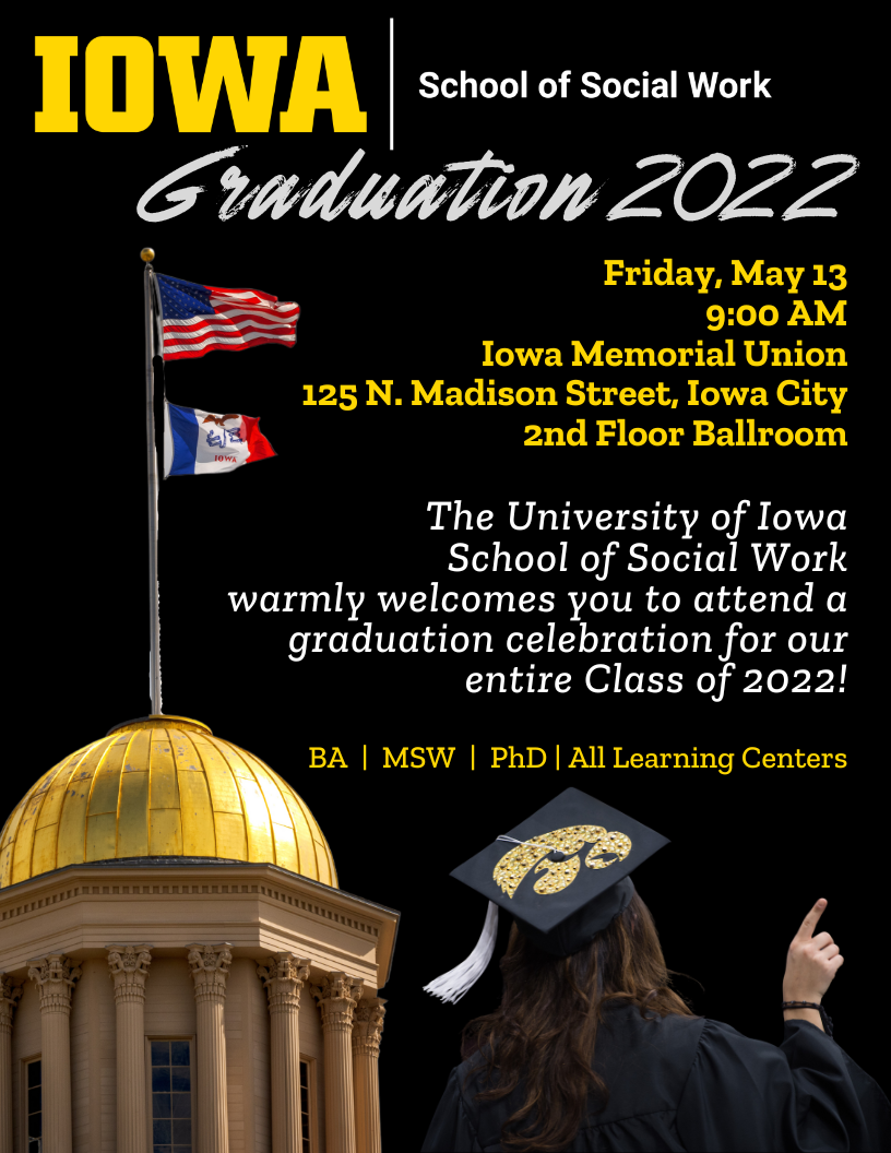 Iowa City Social Work graduation invitation