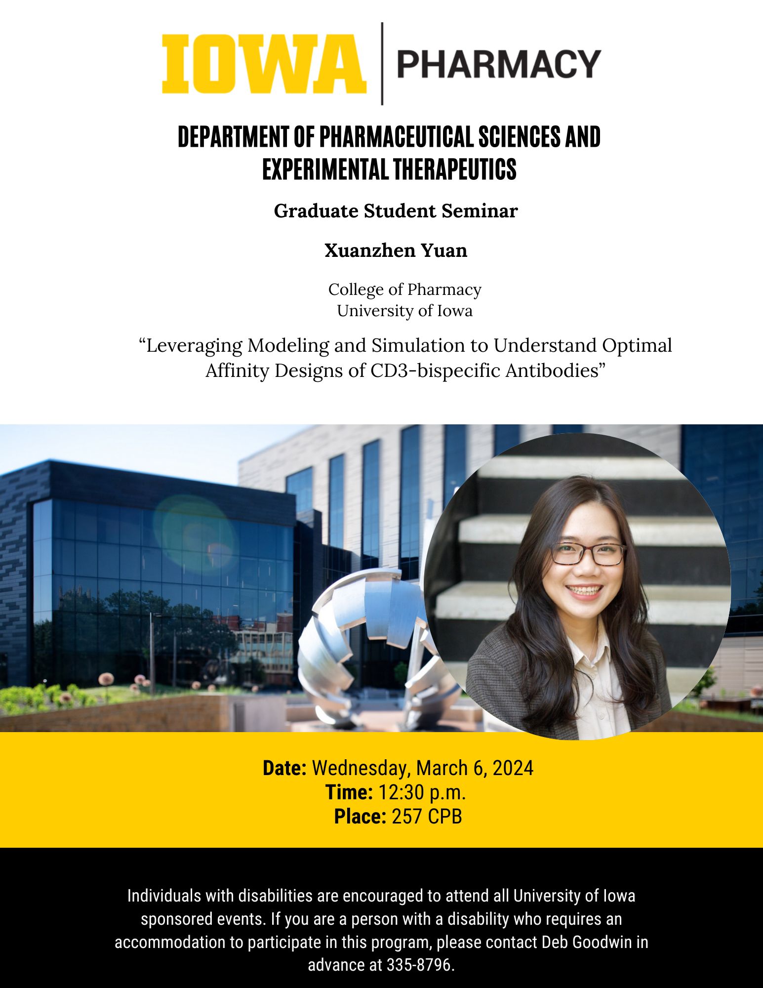 College of Pharmacy PSET Graduate Student Seminar: Xuanzhen Yuan