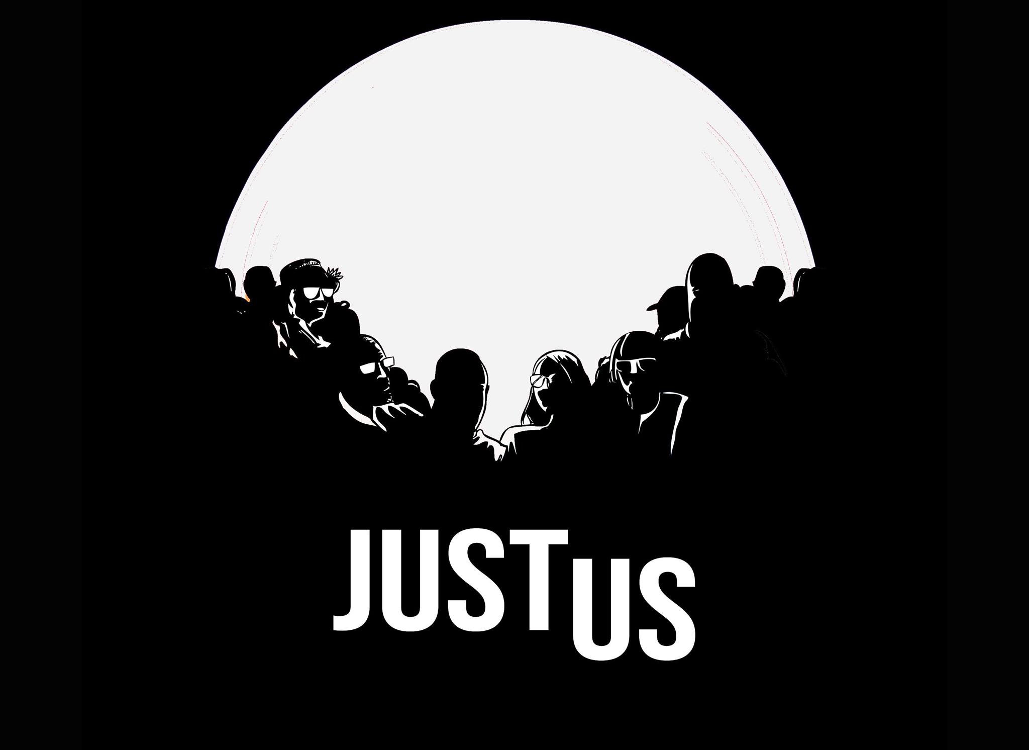 JustUs film poster, illustrated sillhouettes of people in front of a circle