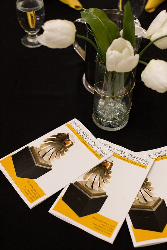 Hawkeye Awards Booklet and Flowers