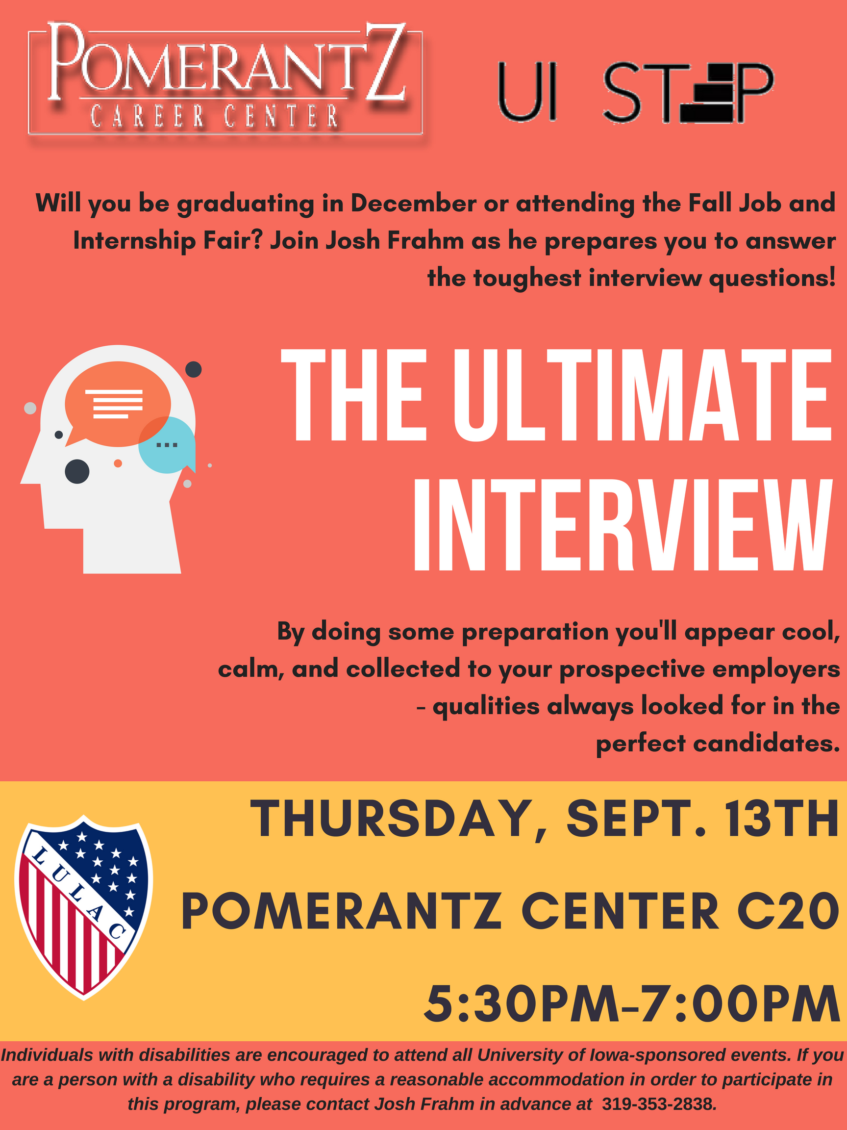 The Ultimate Interview Sept 13th 5:30-7pm PC C20