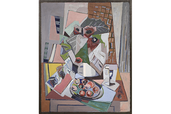 abstract painting of still life with fruit
