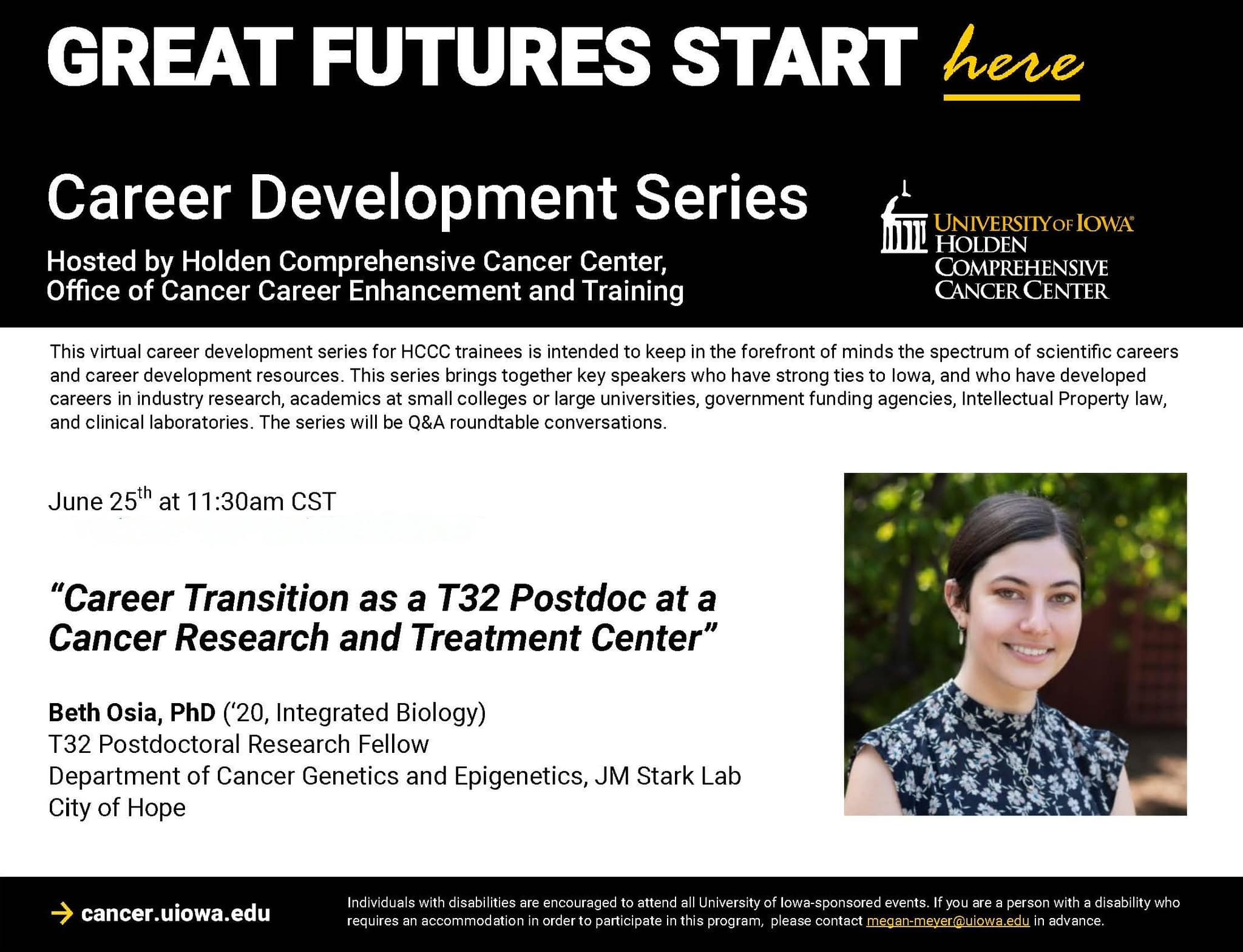 Career Transition as a T32 Postdoc at a Cancer Research and Treatment Center promotional image