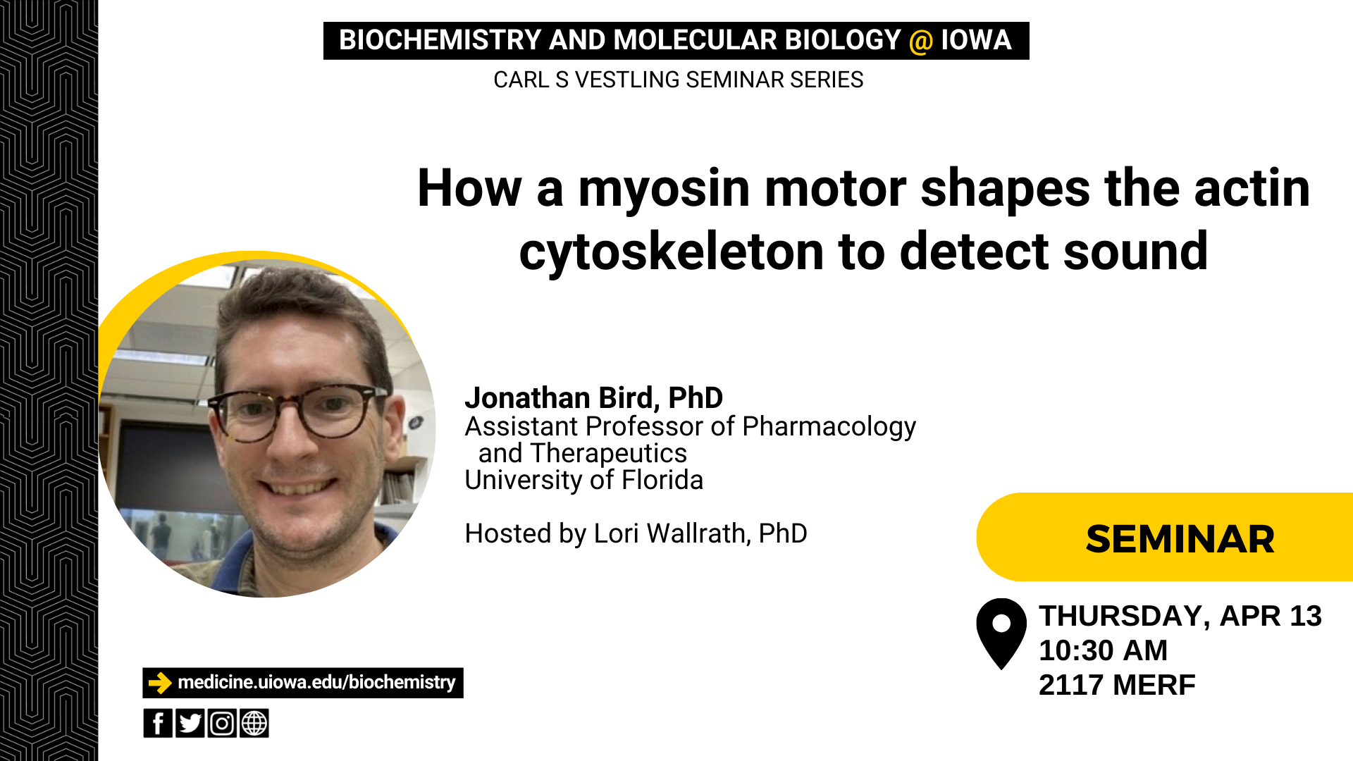 Biochemistry and Molecular Biology Seminar: Jonathan Bird, PhD promotional image