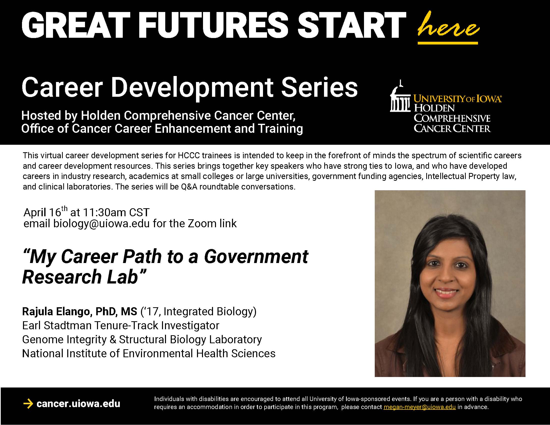 Career Development Series: Rajula Elango's Career Path to a Government Research Lab