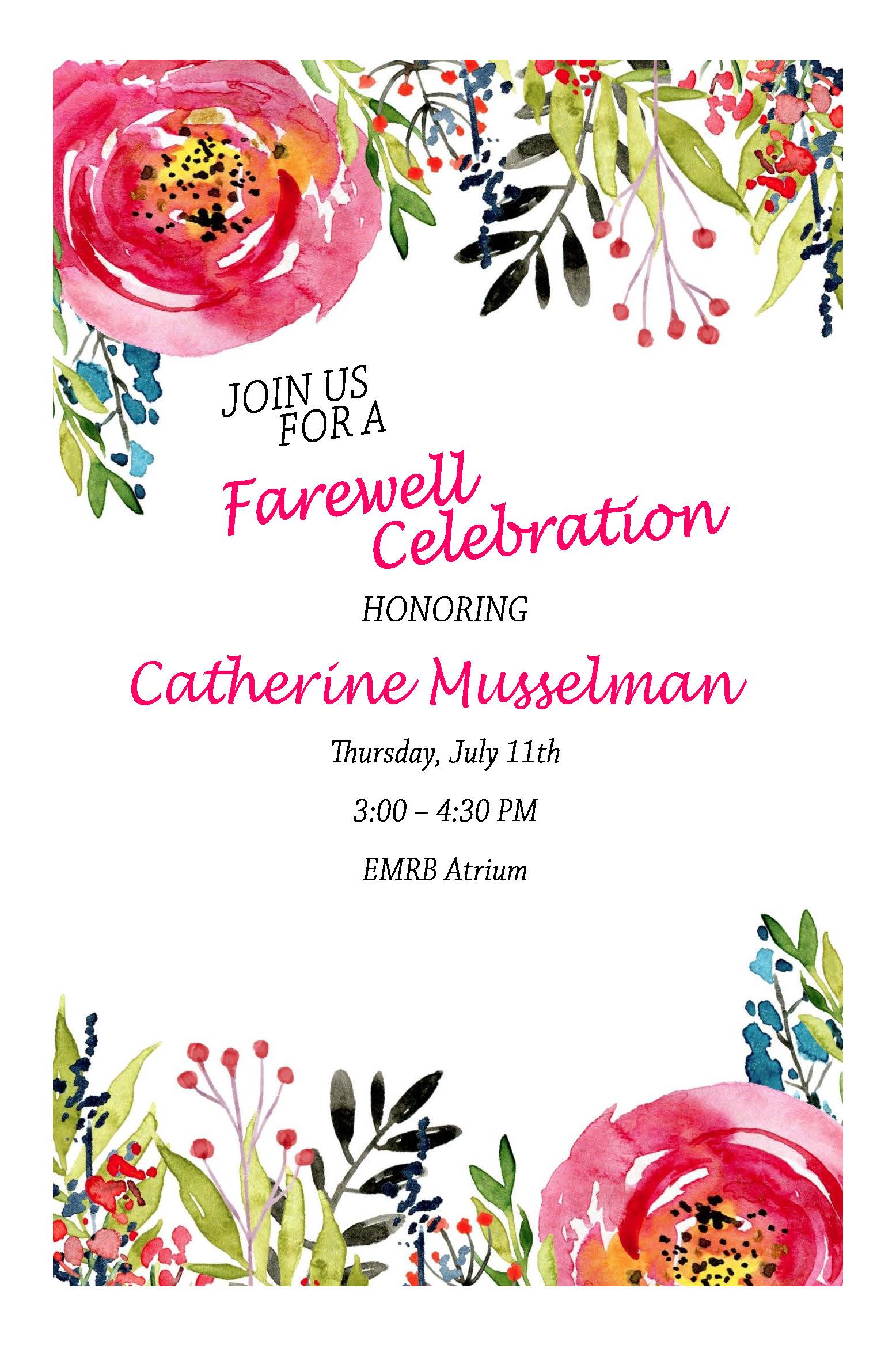 Farewell Celebration Honoring Catherine Musselman promotional image