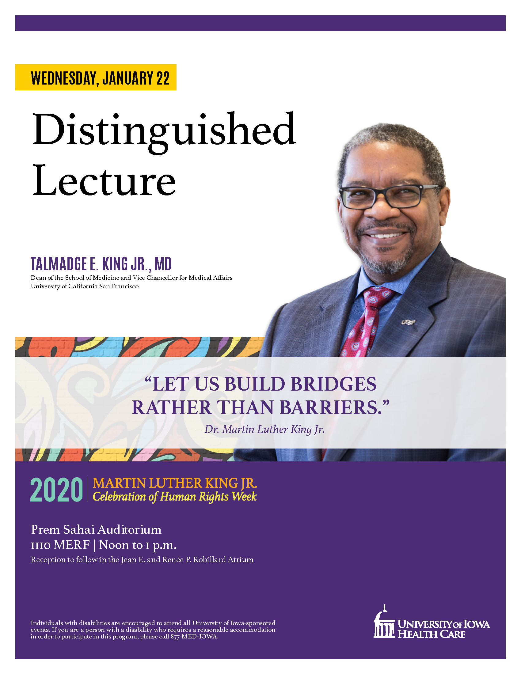 University of Iowa Health Care Martin Luther King, Jr. Distinguished Lecture: Talmadge E. King, Jr. MD promotional image