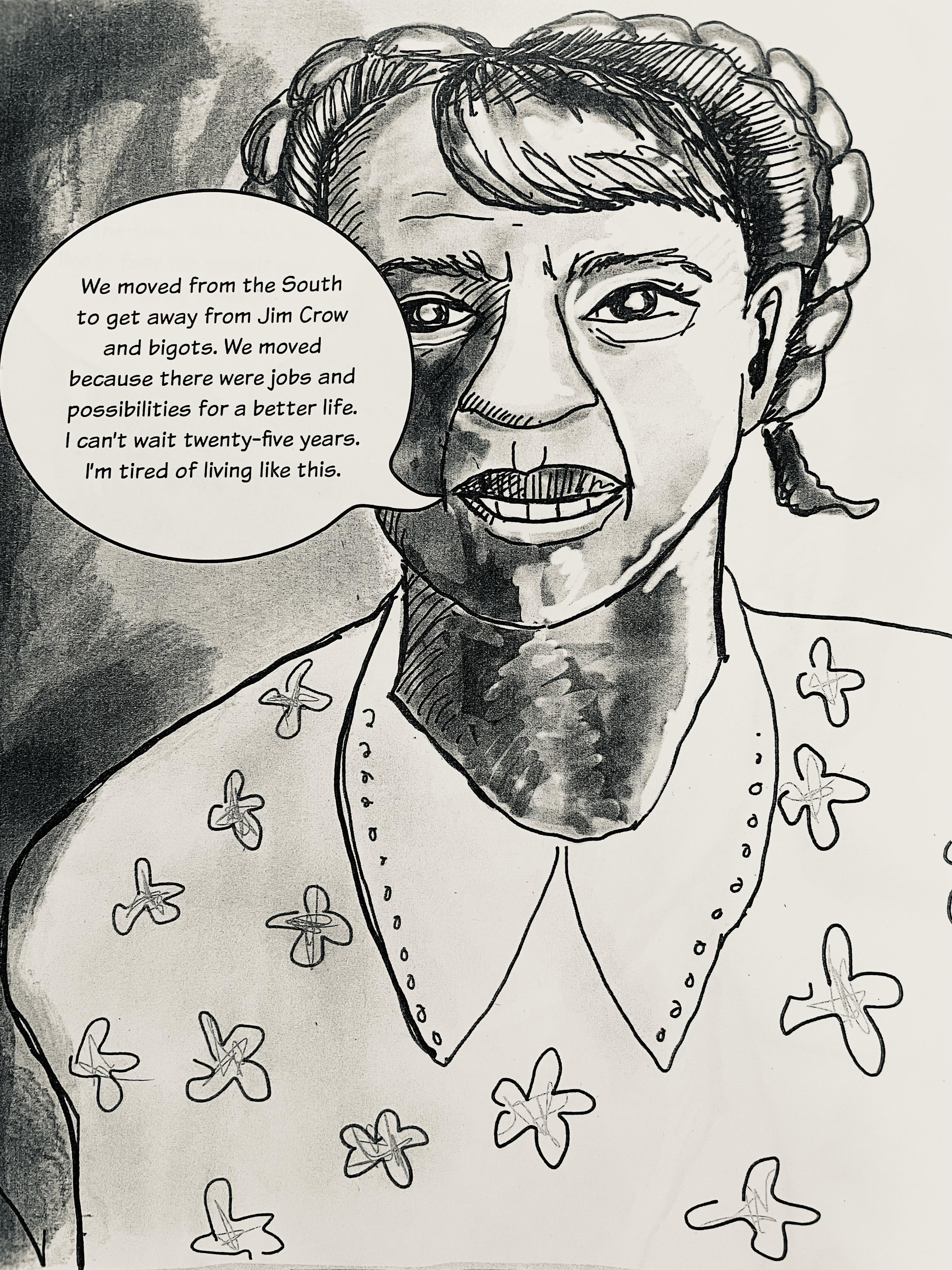 drawing of black woman speaking