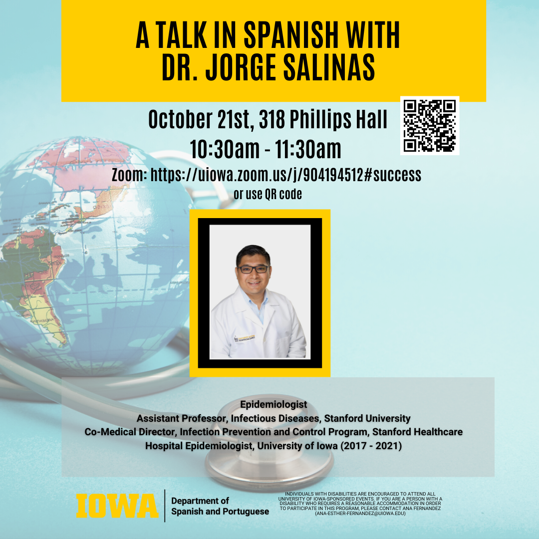 flyer for a Talk in Spanish with Dr. Jorge Salinas