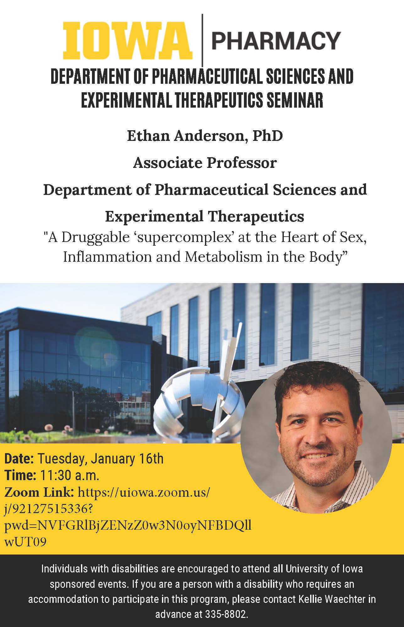 College of Pharmacy PSET Seminar: Ethan Anderson