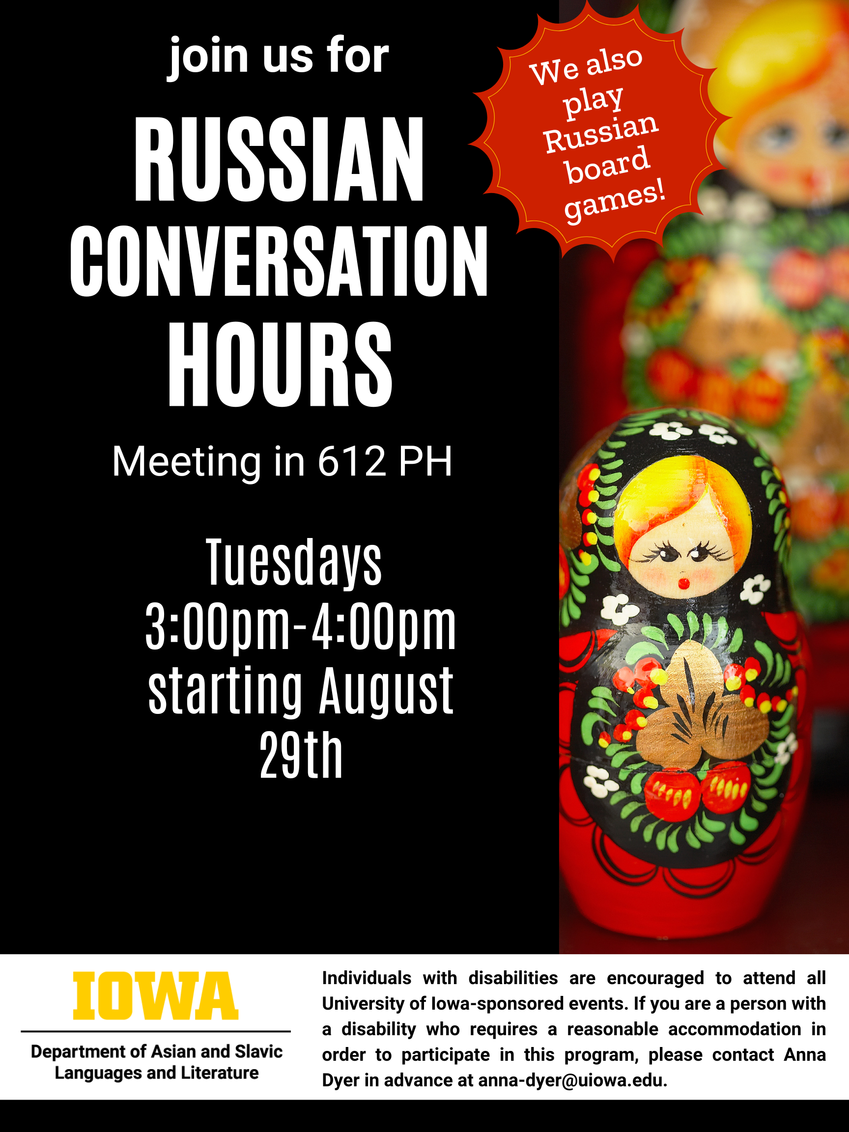 details for Russian Conversation Hours Fall 2023