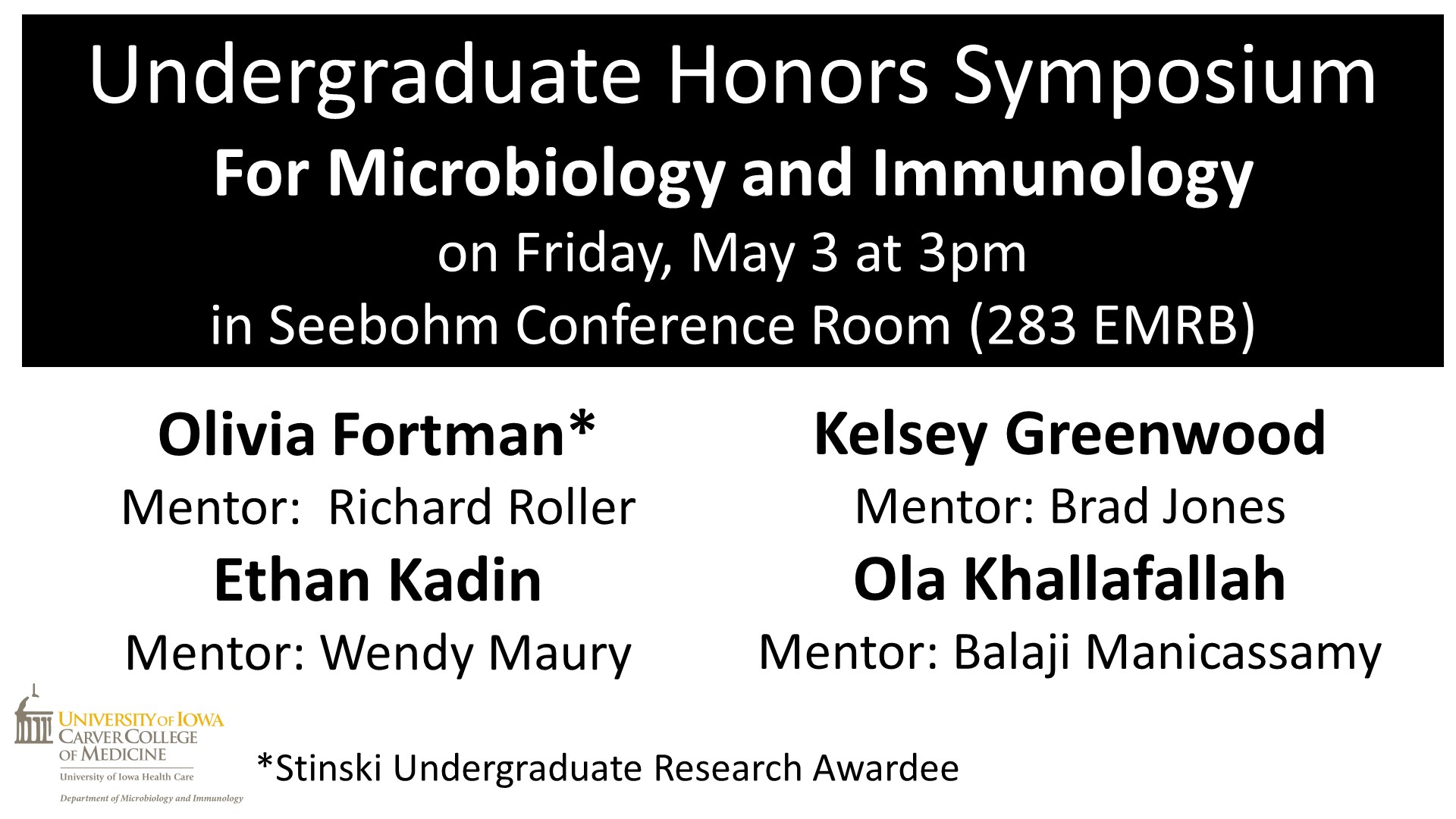 Microbiology and Immunology Undergraduate Honors Symposium promotional image
