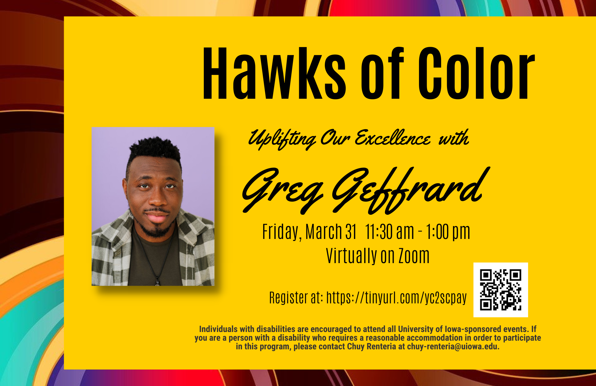 Hawks of Color flyer with Greg Gaffard