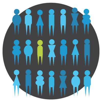 illustration of people, various sizes, colors