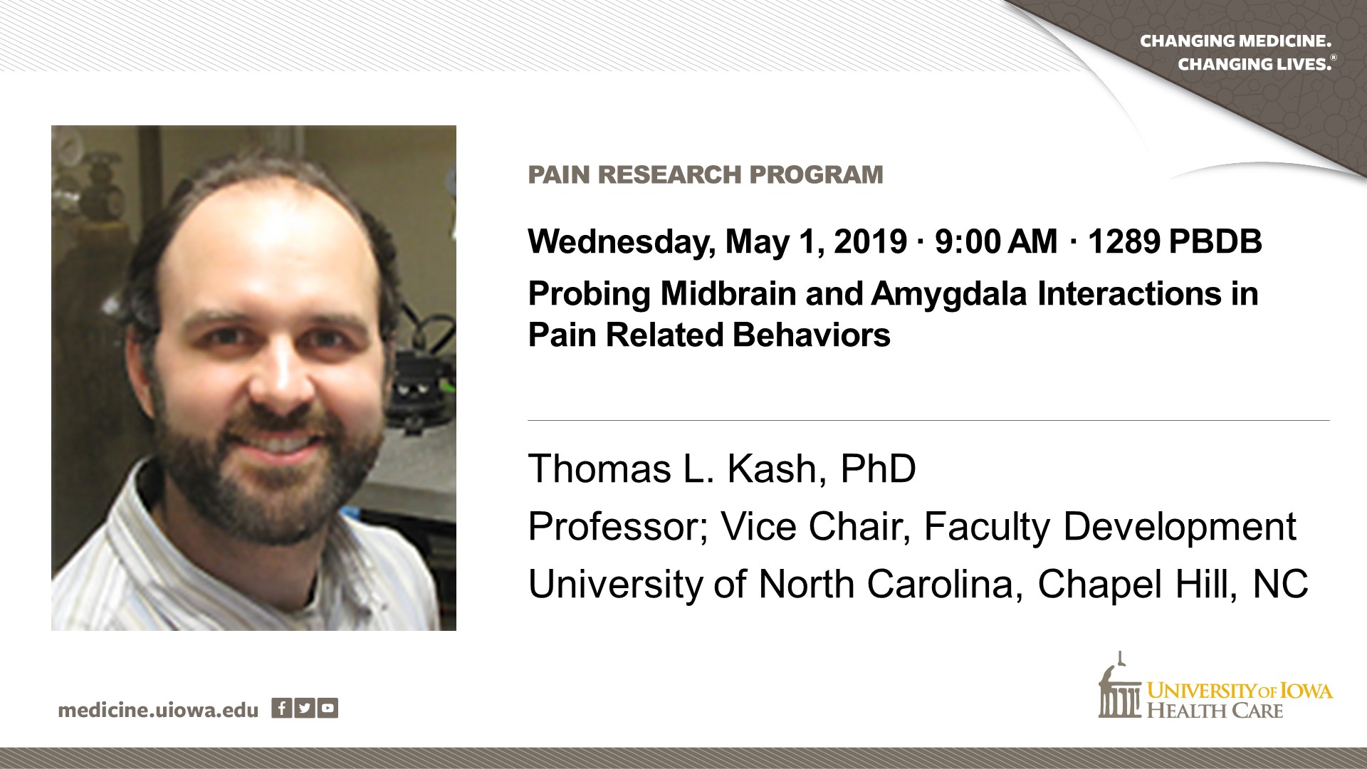 Pain Research Program Seminar: Thomas Kash, PhD promotional image