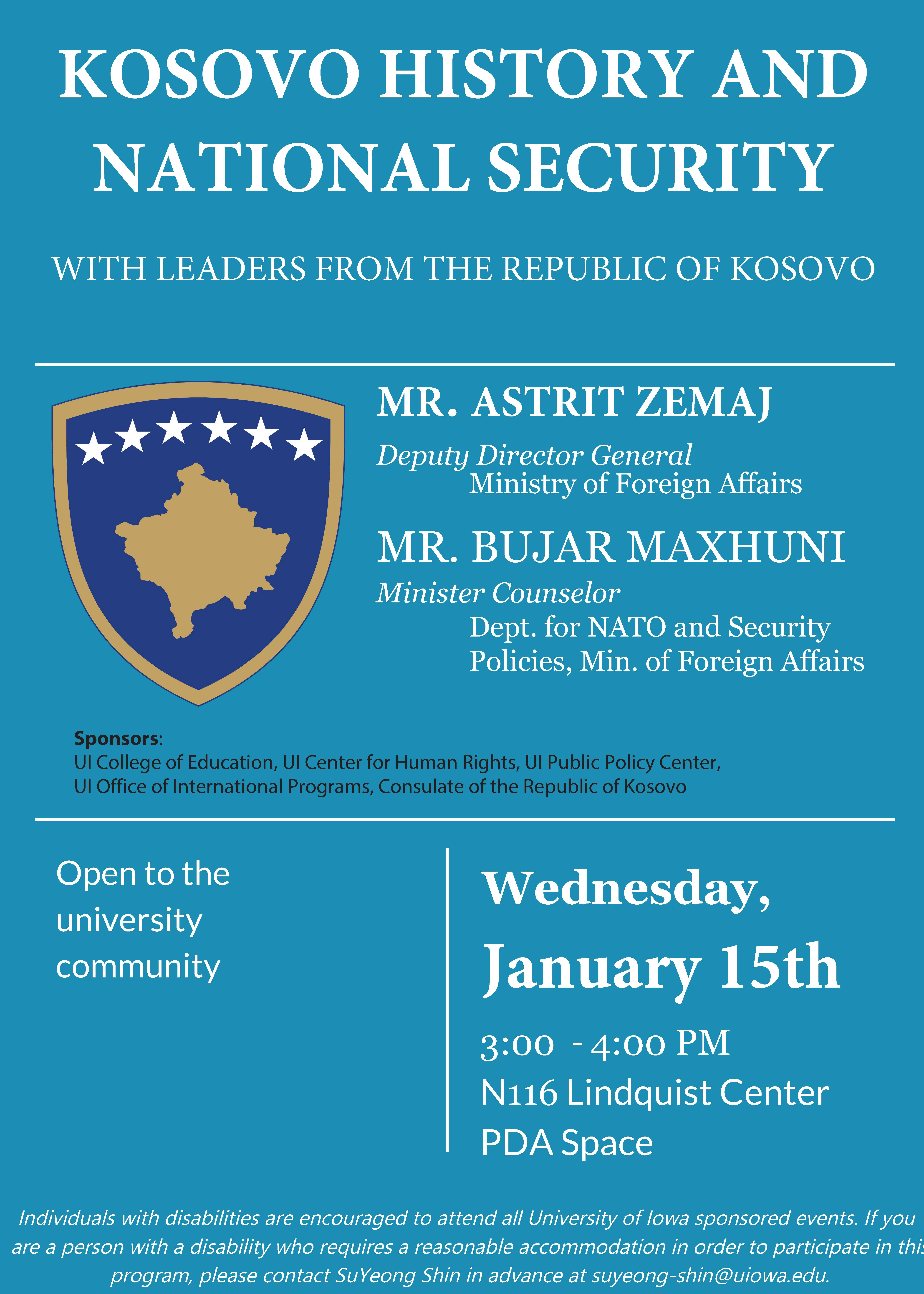 Kosovo History and National Security lecture January 15