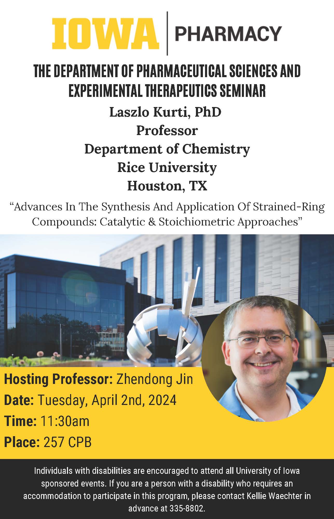 College of Pharmacy PSET Seminar: Laszlo Kurti, PhD