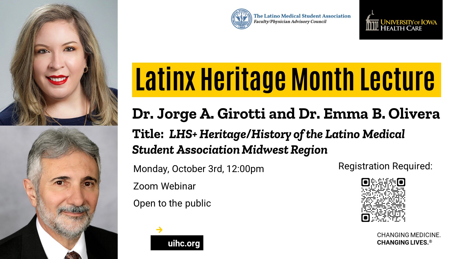 UI Health Care Latinx Heritage Month Lecture - LHS+ Heritage/History of the Latino Medical Student Association Midwest Region promotional image