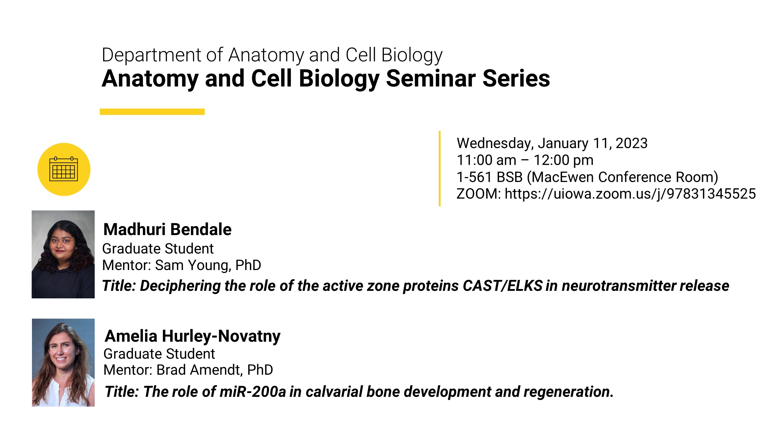Anatomy and Cell Biology Departmental Seminar promotional image