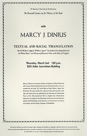 Marcy J. Dinius "Textual and Racial Triangulation" poster