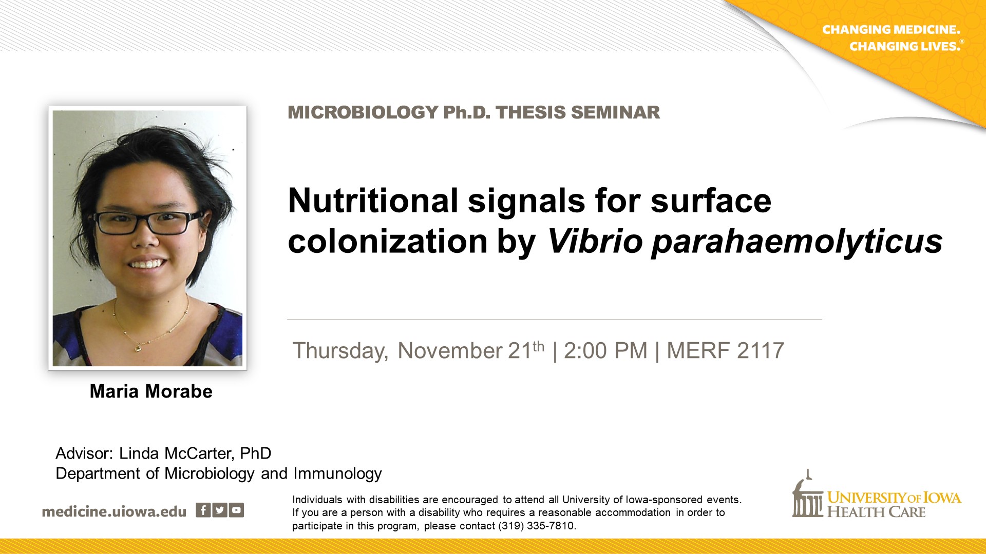Ph.D. Seminar: Ph.D. candidate Maria Morabe will present on November 21, 2019 promotional image