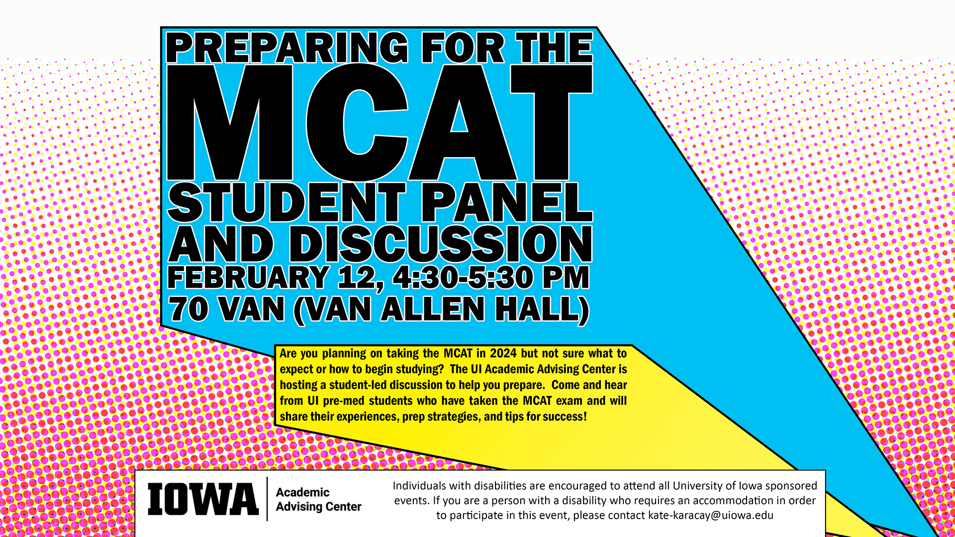 colorful graphic for the MCAT student panel event