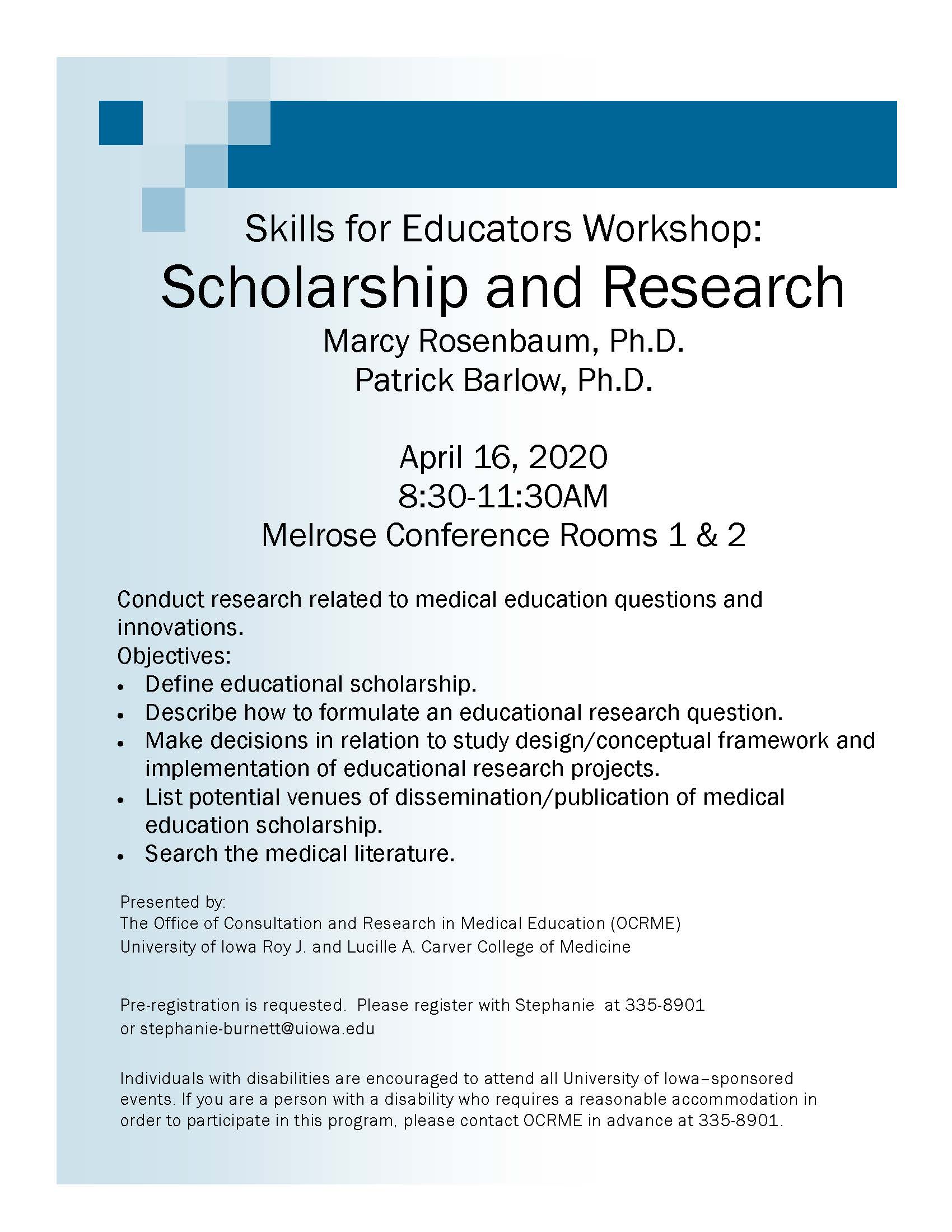 Skills for Educators Workshop: Scholarship and Research promotional image