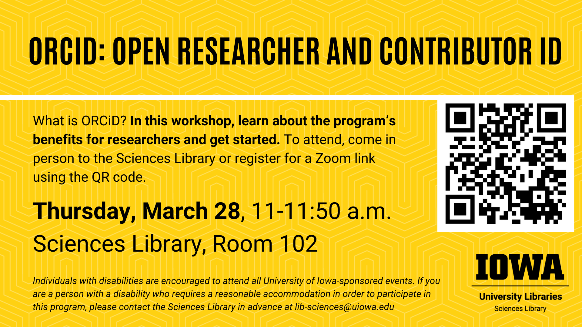 A workshop to learn about ORCiD's benefits for researchers and get started setting yours up.