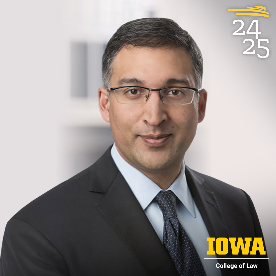 Neal Katyal head shot with UIowa Law logo in lower right corner