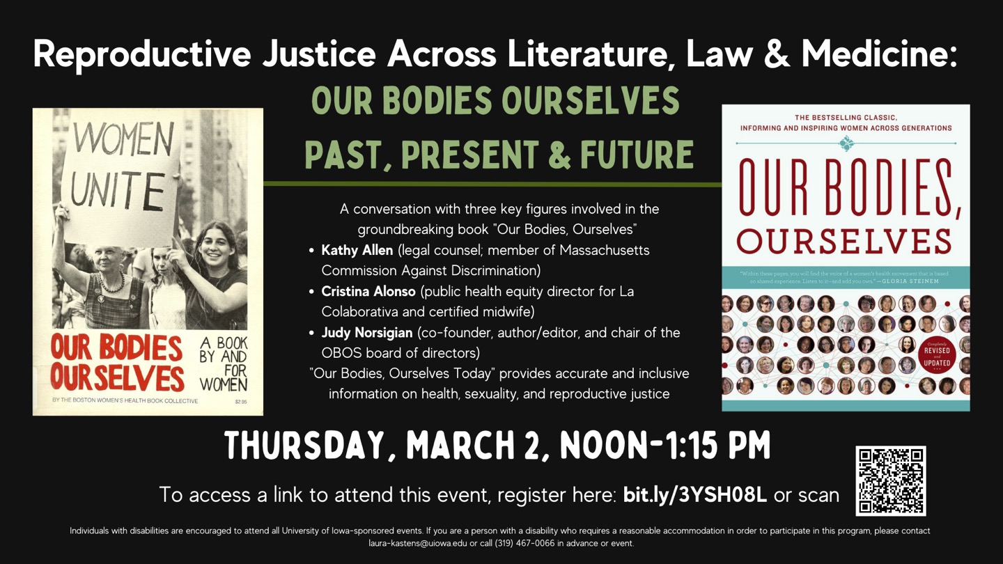 Reproductive Justice Across Literature, Law & Medicine: Our Bodies Ourselves Past, Present & Future promotional image