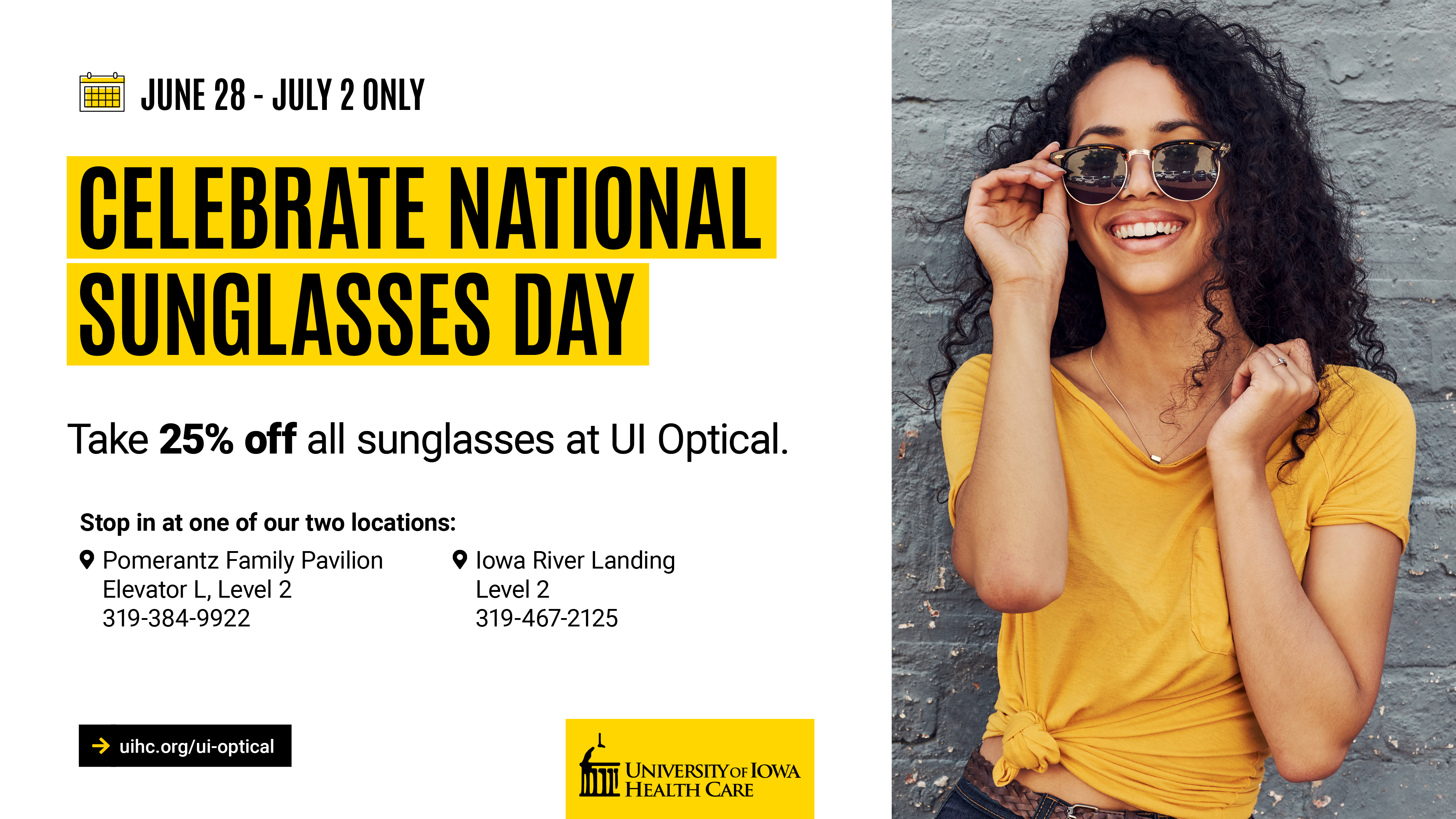 UI Optical National Sunglasses Day Sale promotional image