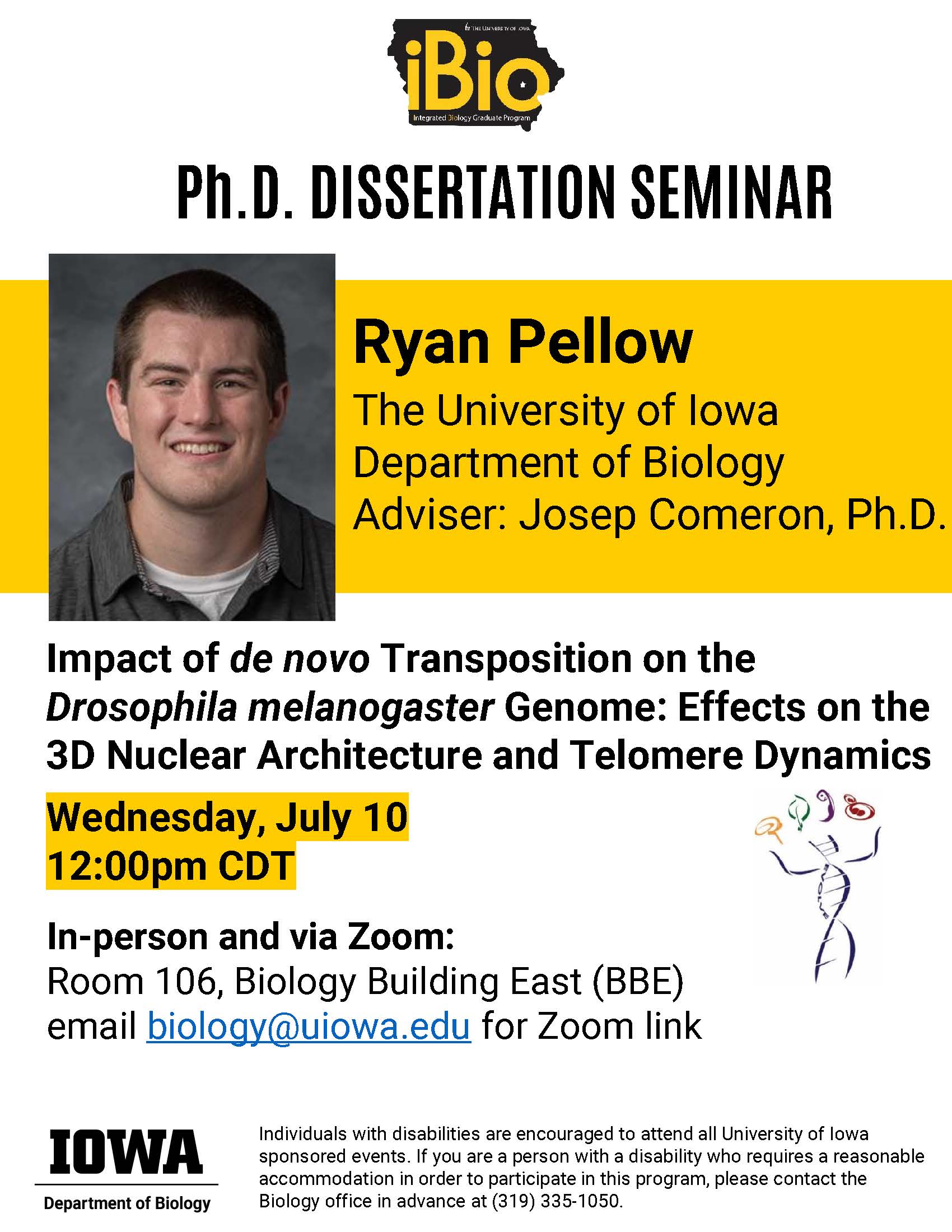 Ryan Pellow's Ph.D. Dissertation Seminar on Wednesday, July 10 at 12pm in 106 BBE and via Zoom