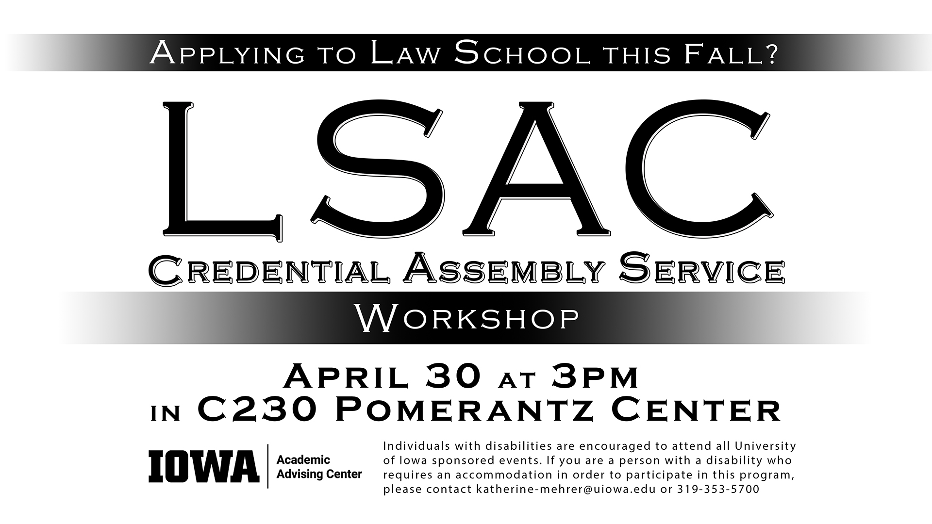 flyer for LSAC pre-law event