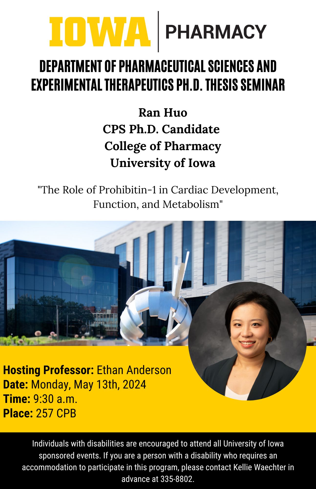 College of Pharmacy PSET Graduate Student Thesis Seminar: Ran Hao