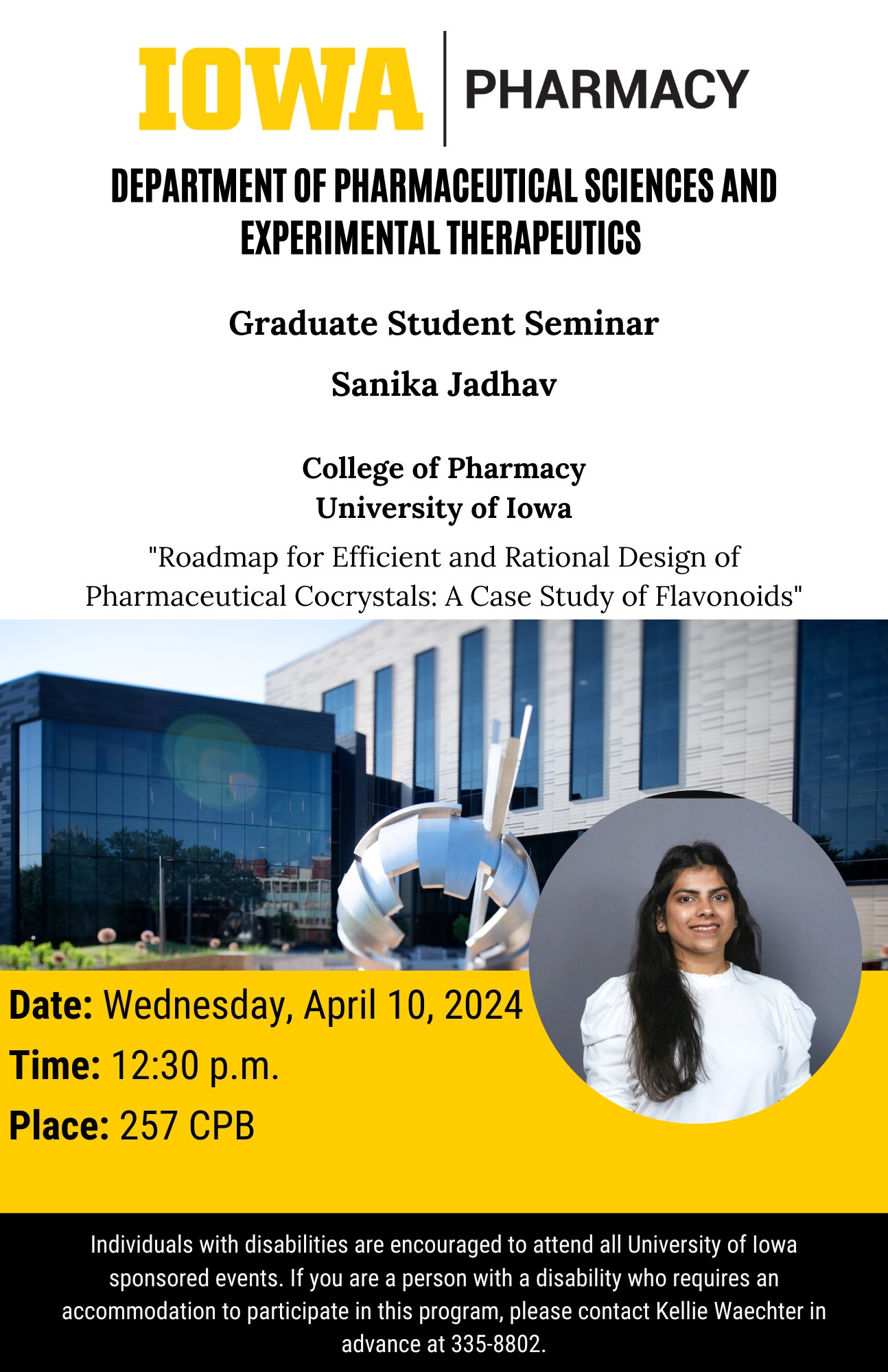 College of Pharmacy Graduate Student Seminar: Sanika Jadhav