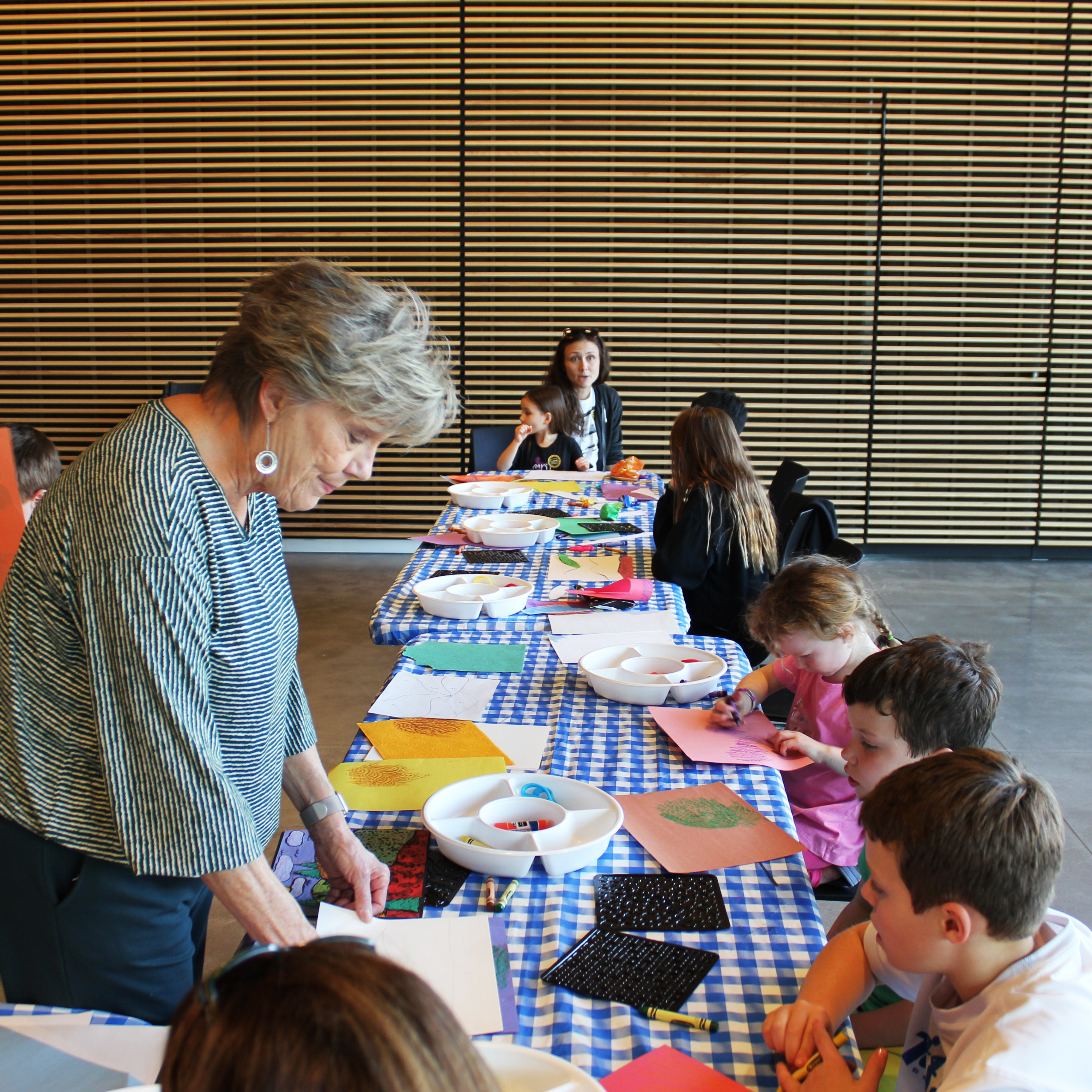 Children working on crafts at the "Schools Out at the Stanley" event