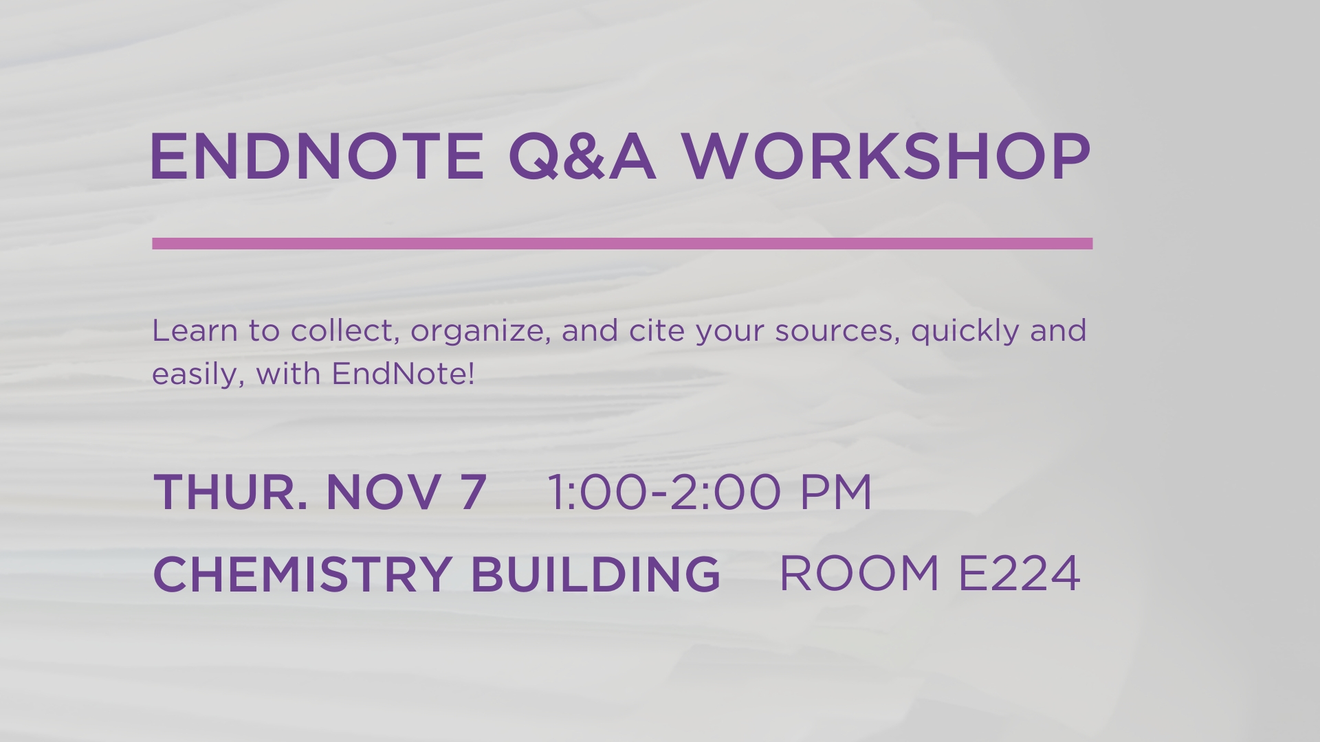 EndNote Q&A Workshop