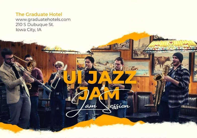 student jazz musicians playing their instruments at a local hotel