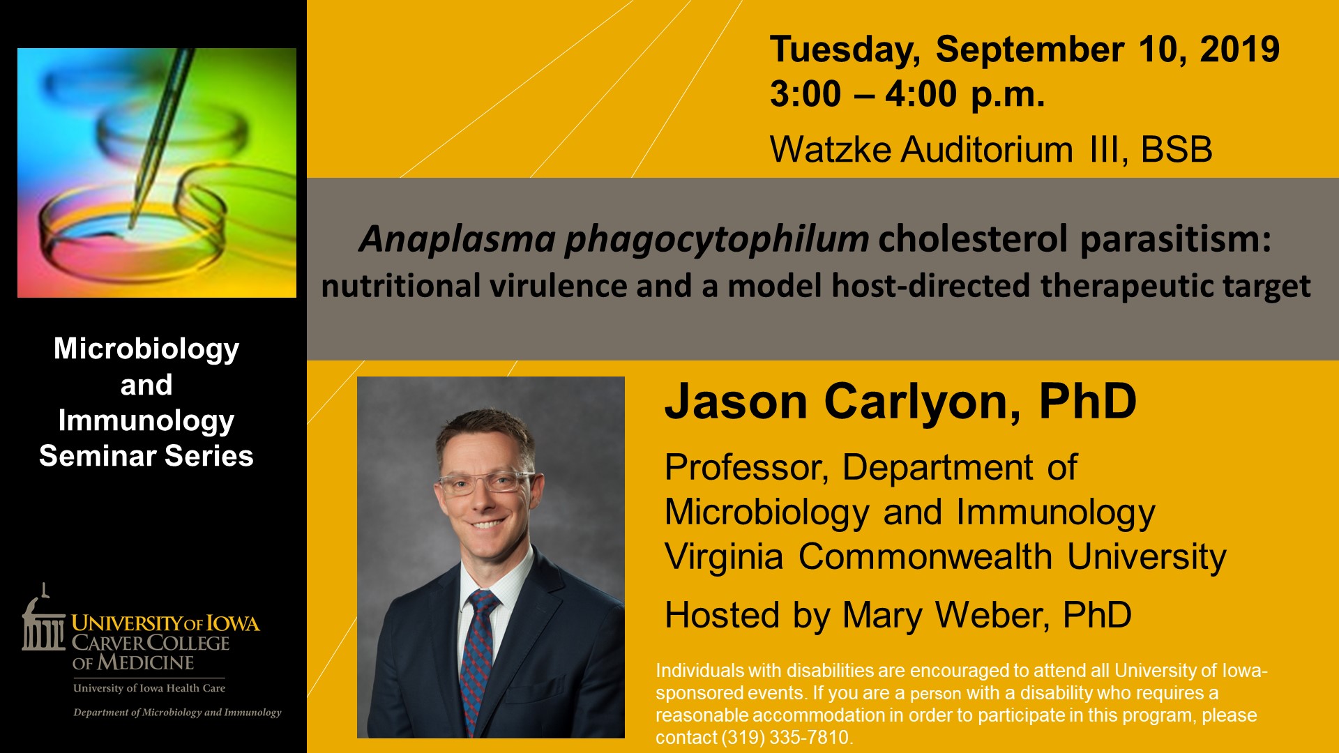 Seminar Speaker: Jason Carlyon, PhD