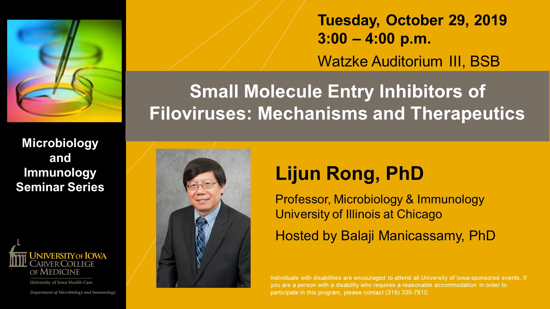 Microbiology and Immunology Seminar: Dr. Lijun Rong, PhD promotional image