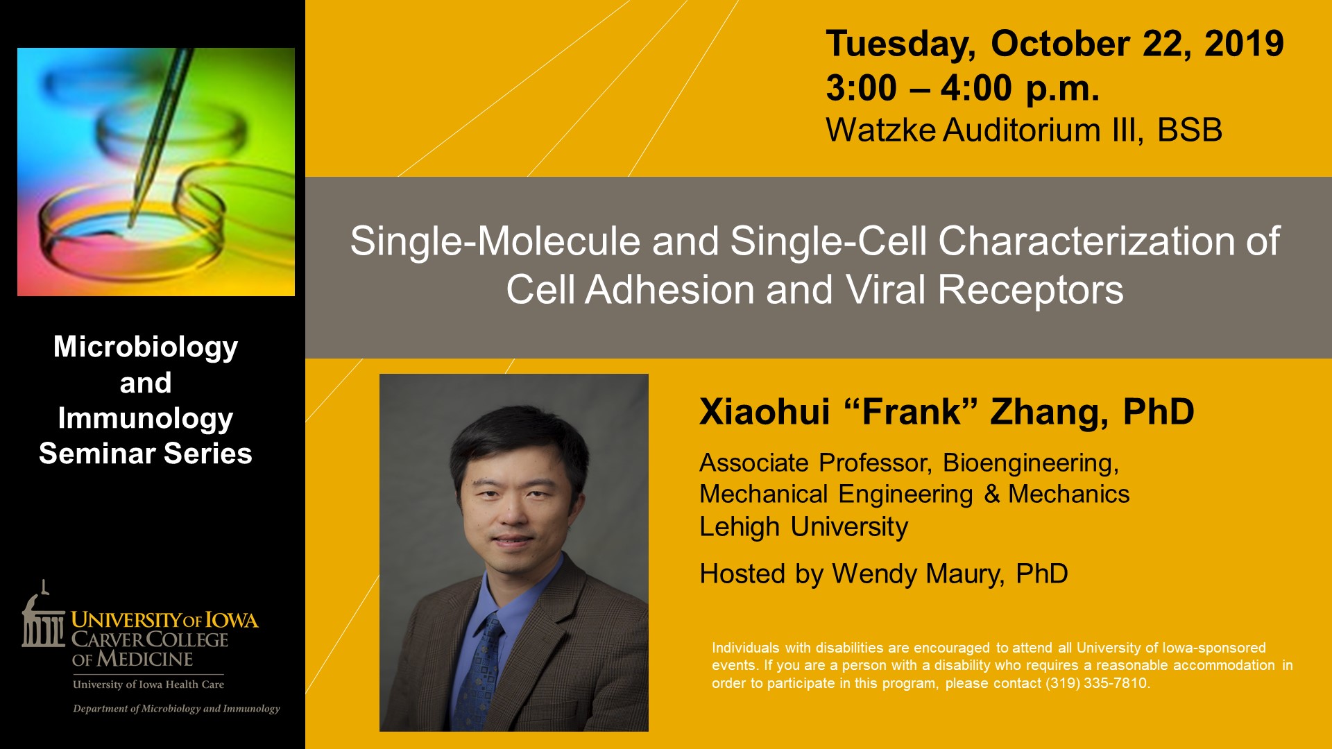 Microbiology and Immunology Seminar: Dr. Xiaohui (Frank) Zhang, PhD promotional image