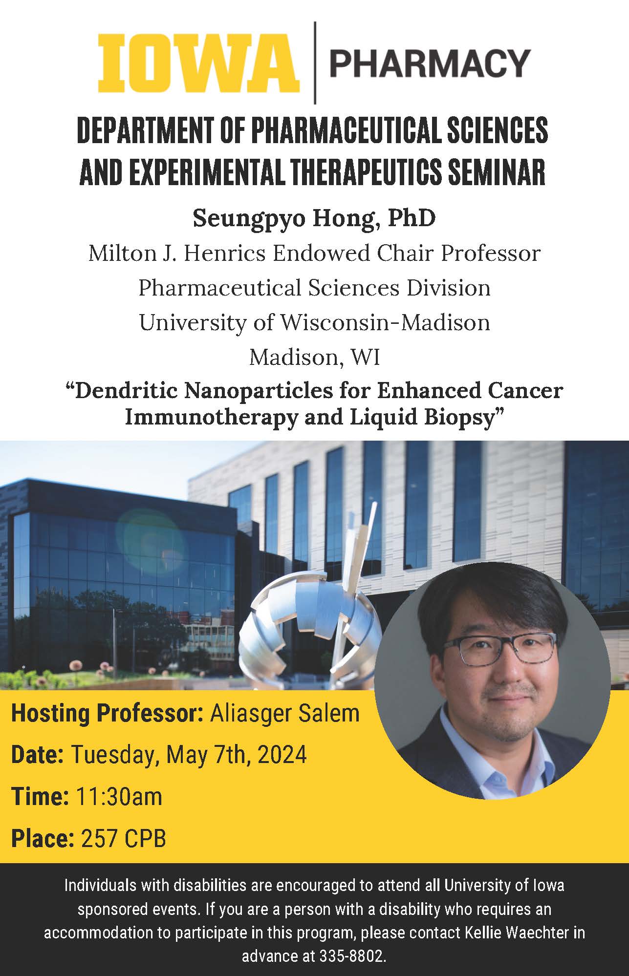 College of Pharmacy PSET Seminar Series: Seungpyo Hong, PhD promotional image