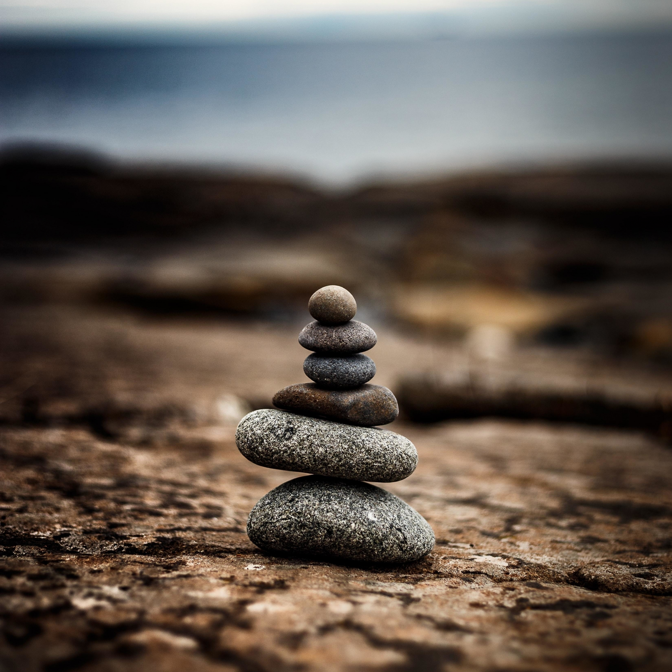 A stack of stones balanced one on top of the other.