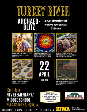 Event flyer showing photos of event components and a graphic display of text info in this event listing