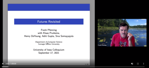 First slide and speaker view from 9/17 Colloquium - Futures Revisited